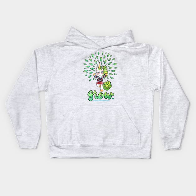 Grow — Yoga Unicorn — Animals of Inspiration Illustration series Kids Hoodie by mellierosetest